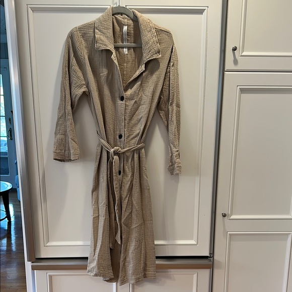 Raquel Allegra Dresses & Skirts - New, never worn. Gorgeous Tan Women's Button-Up shirt dress. Made in USA